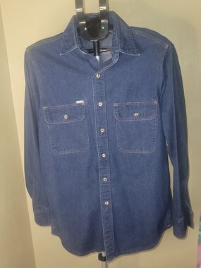 🔥Vintage Carhartt Denim Work Shirt Mens M USA Made Union ACTWU.